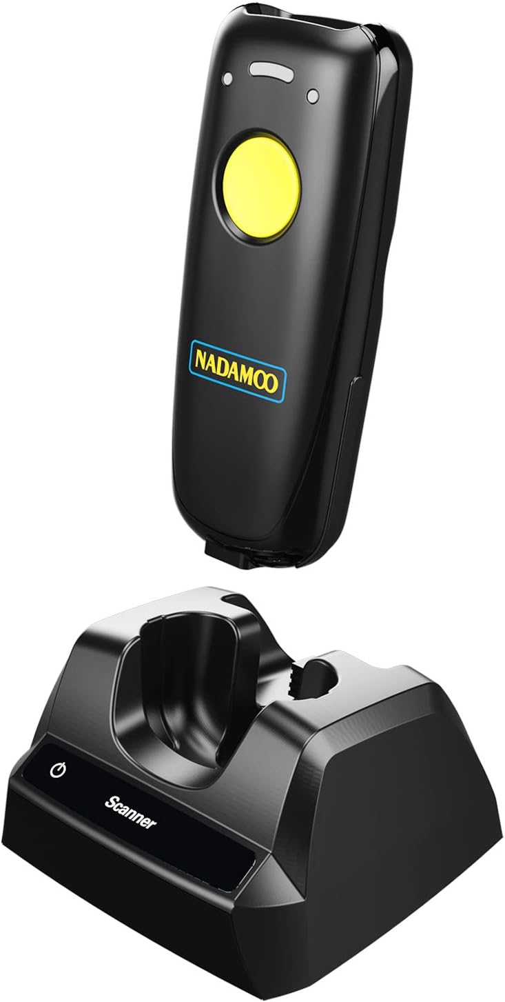 NADAMOO 2D Wireless QR Barcode Scanner with Charging Dock — Bluetooth-Compatible (Multiple Colors)
